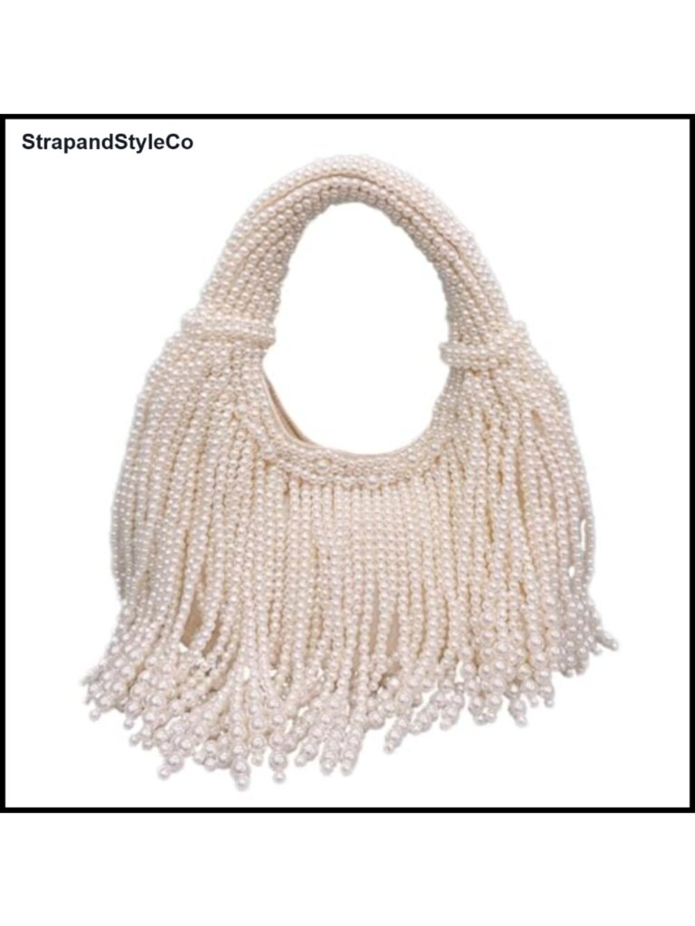 Pearl Beaded Clutch Purse Tassel Evening Handbag for Wedding Prom